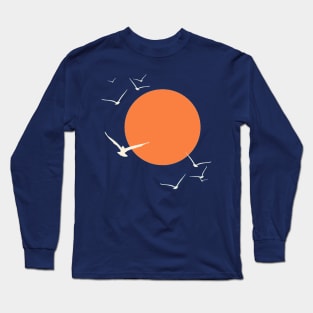 Sun Sky Seagulls Bids Minimal Art Long Sleeve T-Shirt